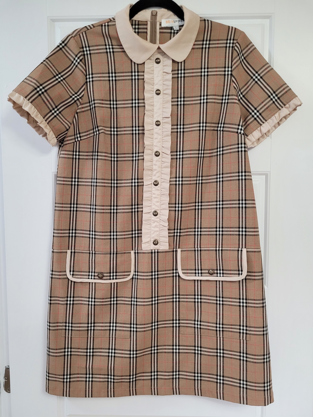 Like New - Be Inspired Plaid Peter Pan Collar Dress - Size L